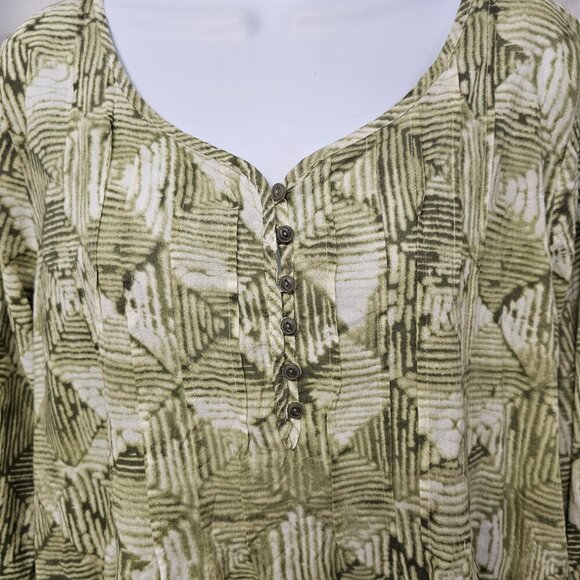 J. Jill Green Geometric Boho Peasant Blouse Hippie Festival L - Picture 5 of 12